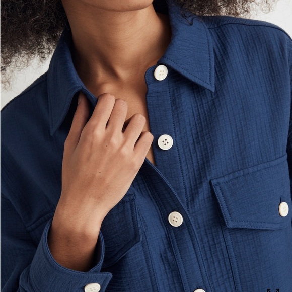 Madewell NWT Superoversized Shirt Jacket Shacket Sz XL Pockets Layers - Picture 4 of 13